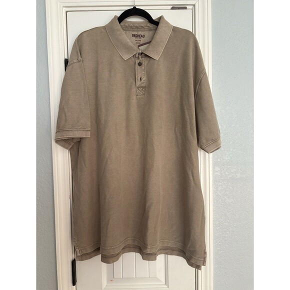 RedHead Classic Polo Mens 2XL Khaki Tan Short Sleeve Collared Half Button NWT - Picture 1 of 4